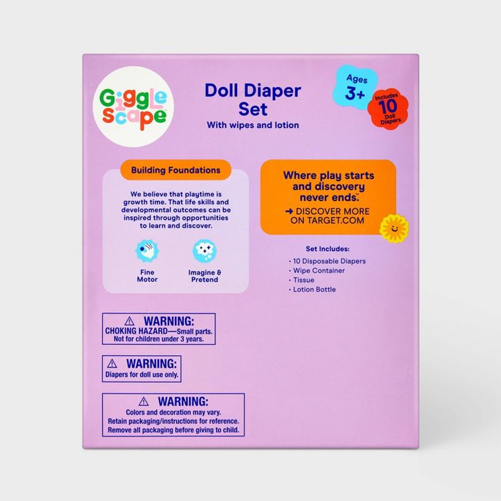 SET DE PAÑALES PARA MUÑECA GIGGLE SCAPE
