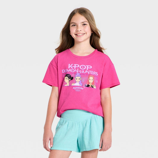CAMISA MANGA CORTA CON ESTAMPADO DE K-POP DEMOM HUNTERS PARA NIÑA