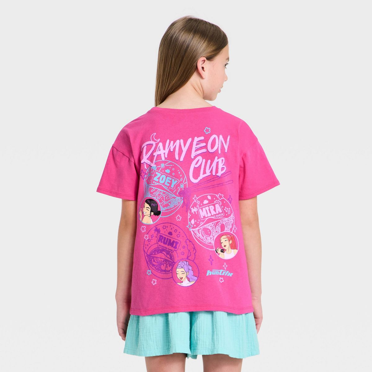 CAMISA MANGA CORTA CON ESTAMPADO DE K-POP DEMOM HUNTERS PARA NIÑA